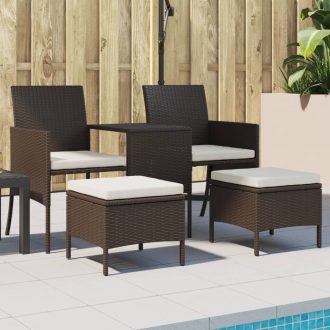   Barna 2-személyes polyrattan kerti fotel asztallal/zsámolyokkal
