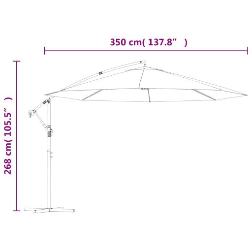 Antracitszürke konzolos kerti napernyő alumínium rúddal 350 cm