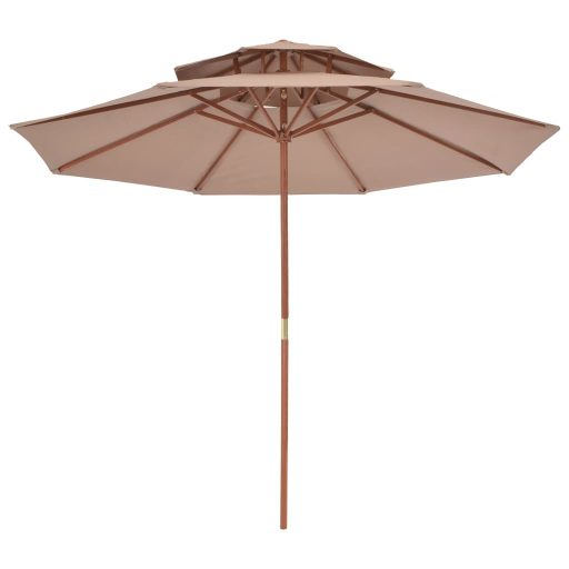 Tópszínű kétszintes napernyő fa rúddal 270 cm