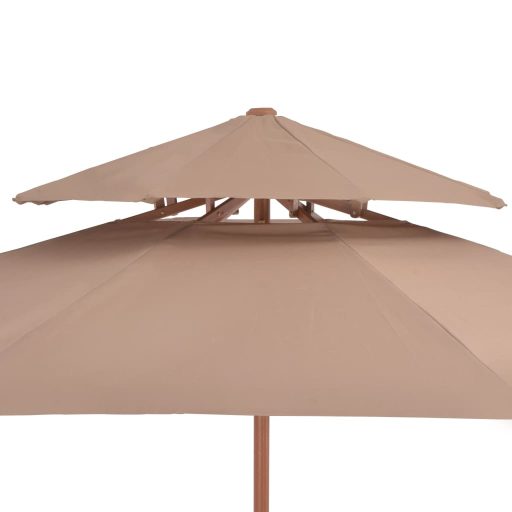 Tópszínű kétszintes napernyő fa rúddal 270 cm
