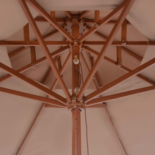 Tópszínű kétszintes napernyő fa rúddal 270 cm