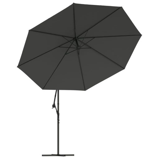 Antracit konzolos kerti napernyő LED-del és fémrúddal 350 cm