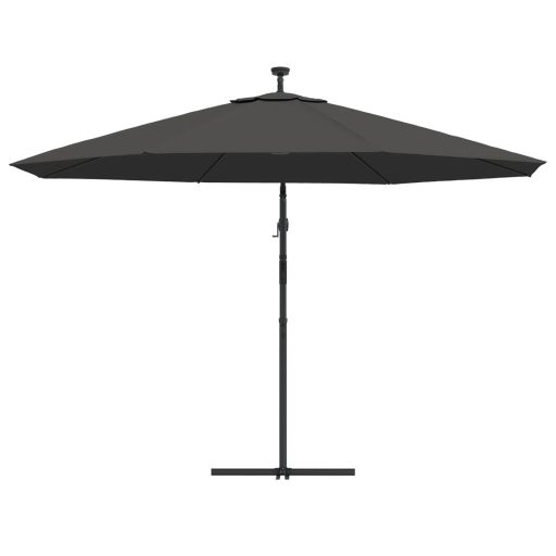Antracit konzolos kerti napernyő LED-del és fémrúddal 350 cm