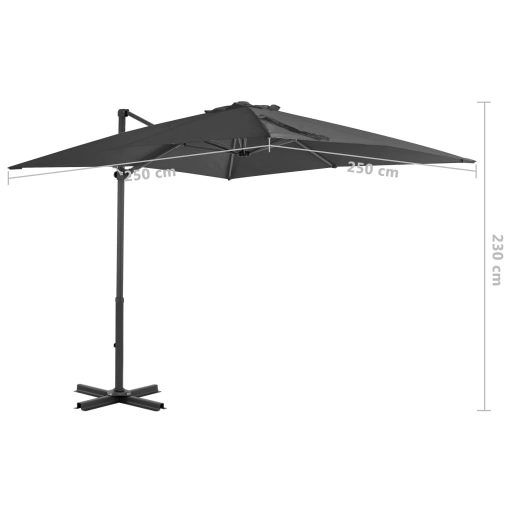 Antracit konzolos kerti napernyő alumíniumrúddal 250 x 250 cm