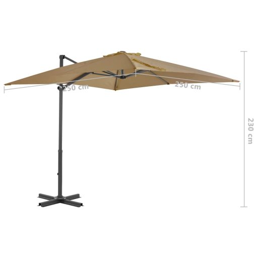 Tópszínű konzolos kerti napernyő alumíniumrúddal 250 x 250 cm