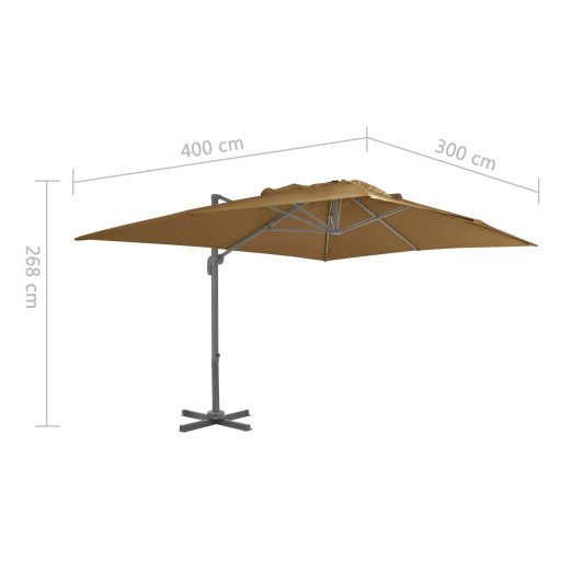 Tópszínű konzolos kerti napernyő alumíniumrúddal 400 x 300 cm