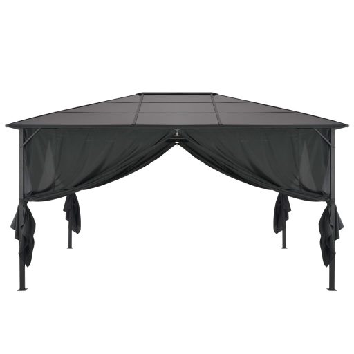 Fekete alumínium pavilon függönnyel 4 x 3 x 2,6 m