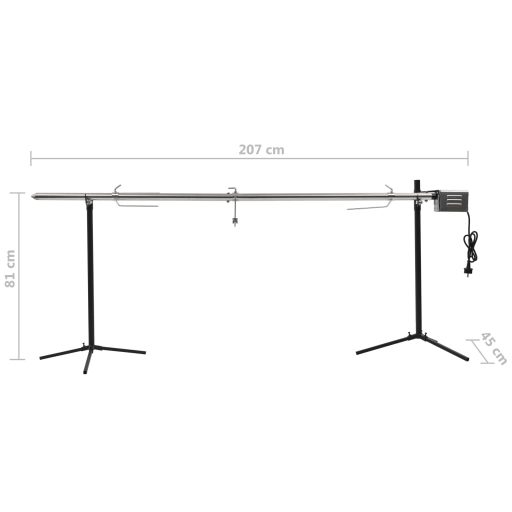 Automatikus motoros rozsdamentes acél grillnyárs 207x45x81 cm