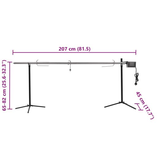 Automatikus motoros rozsdamentes acél grillnyárs 207x45x81 cm