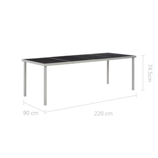 Fekete acél kerti asztal 220 x 90 x 74,5 cm