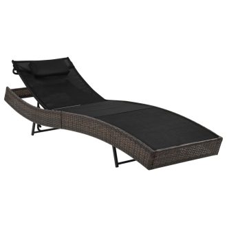 Barna polyrattan napozóágy párnával