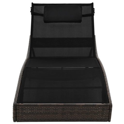 Barna polyrattan napozóágy párnával