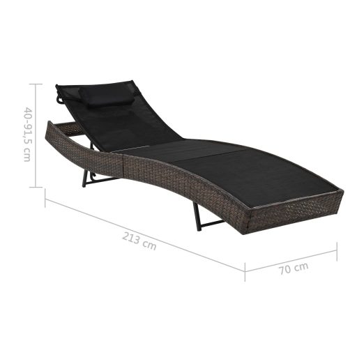 Barna polyrattan napozóágy párnával