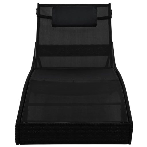 Fekete polyrattan napozóágy párnával