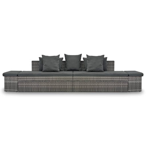 4-részes szürke polyrattan kerti bútorszett párnákkal