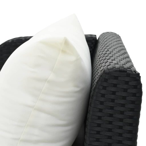 Fekete polyrattan napozóágy párnával