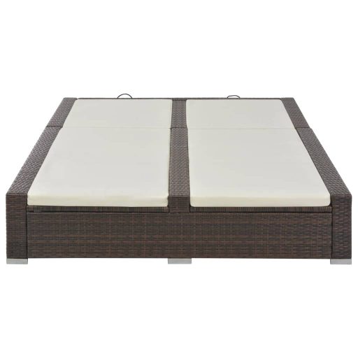 Barna kétszemélyes polyrattan napozóágy
