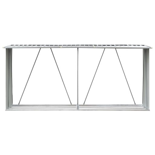 Szürke horganyzott acél kerti tűzifatároló 330 x 84 x 152 cm