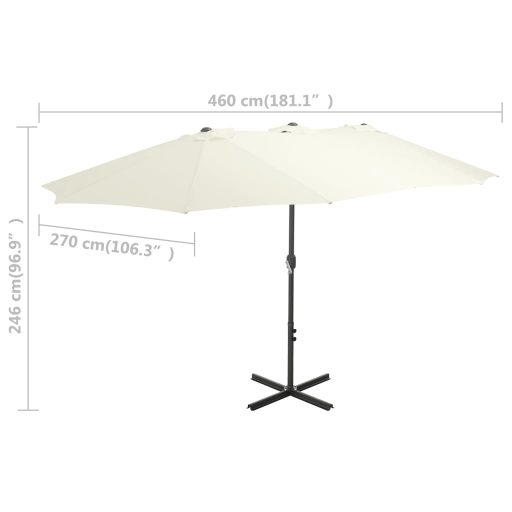 Homokszínű kültéri napernyő alumíniumrúddal 460 x 270 cm