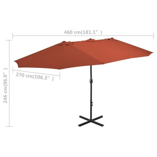 Terrakotta kültéri napernyő alumíniumrúddal 460 x 270 cm