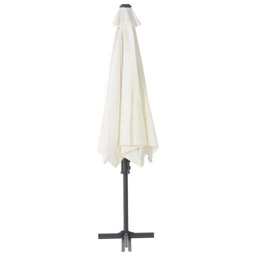 Homokszínű kültéri napernyő acélrúddal, 300 cm átmérőjű