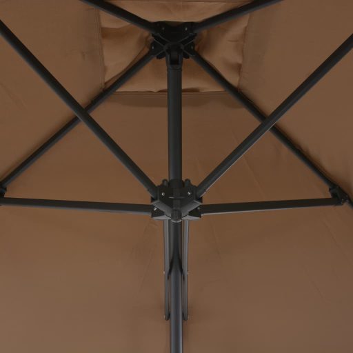 Tópszínű kültéri napernyő acélrúddal, 300 cm átmérőjű