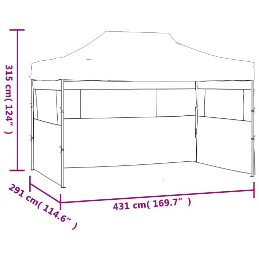 Krémszínű összecsukható sátor 3 fallal 3 x 4,5 m