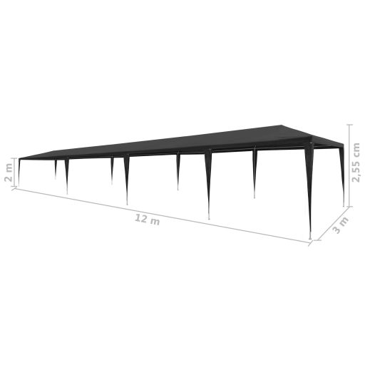 Antracitszürke PE rendezvénysátor 3 x 12 m