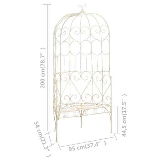 Fehér antik vas kerti pad 95 cm