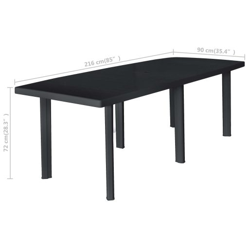 Antracitszürke műanyag kerti asztal 216 x 90 x 72 cm