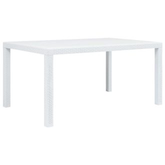   Fehér rattan hatású műanyag kerti asztal 150 x 90 x 72 cm