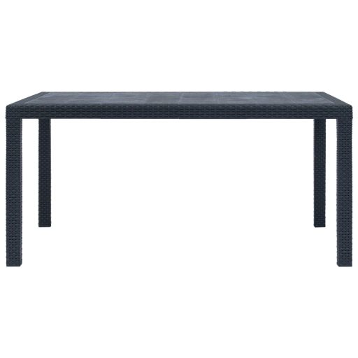 Antracit rattan hatású műanyag kerti asztal 150 x 90 x 72 cm