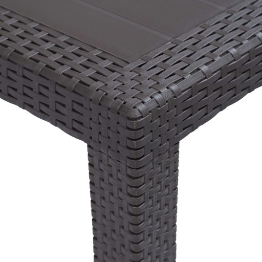 Barna rattan hatású műanyag kerti asztal 150 x 90 x 72 cm