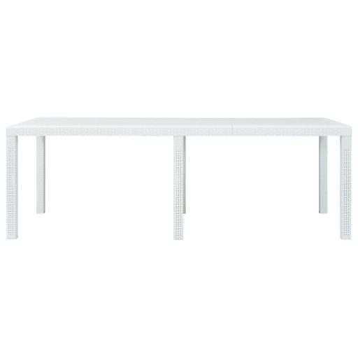 Fehér rattan hatású műanyag kerti asztal 220 x 90 x 72 cm
