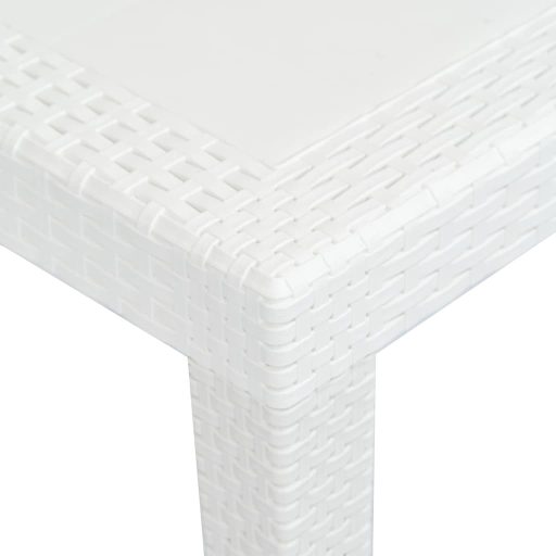 Fehér rattan hatású műanyag kerti asztal 220 x 90 x 72 cm