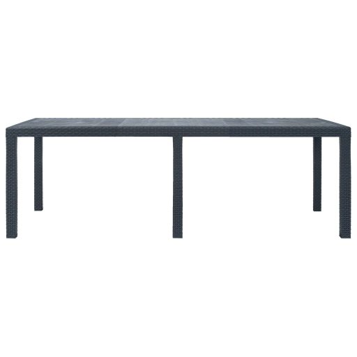 Antracit rattan hatású műanyag kerti asztal 220 x 90 x 72 cm