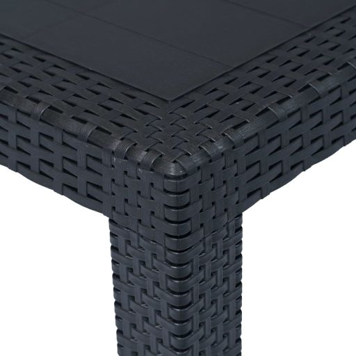 Antracit rattan hatású műanyag kerti asztal 220 x 90 x 72 cm