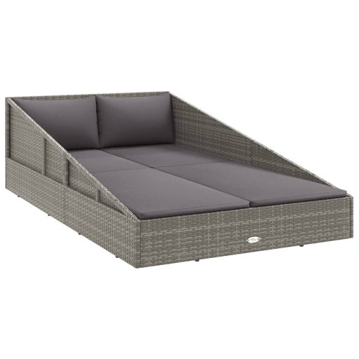 Szürke polyrattan kerti ágy 110x200 cm