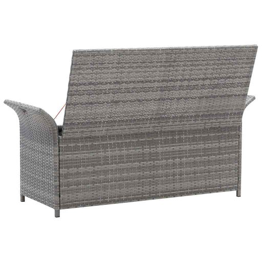 Szürke polyrattan tárolópad párnával 138 cm
