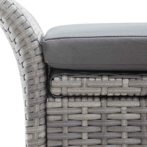 Szürke polyrattan tárolópad párnával 138 cm