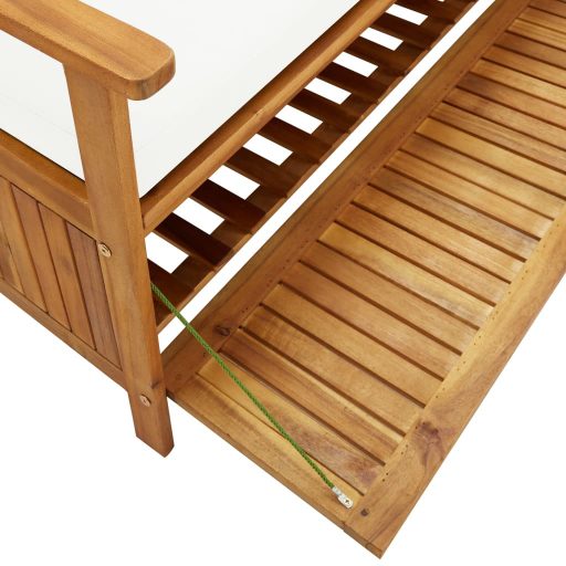 Tömör akácfa tárolópad párnával 170 cm