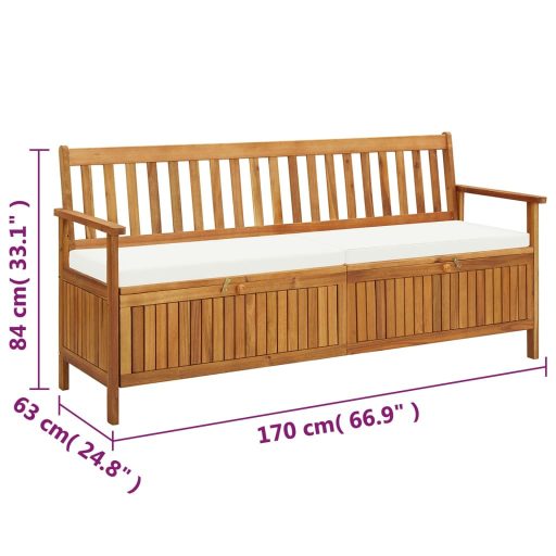 Tömör akácfa tárolópad párnával 170 cm
