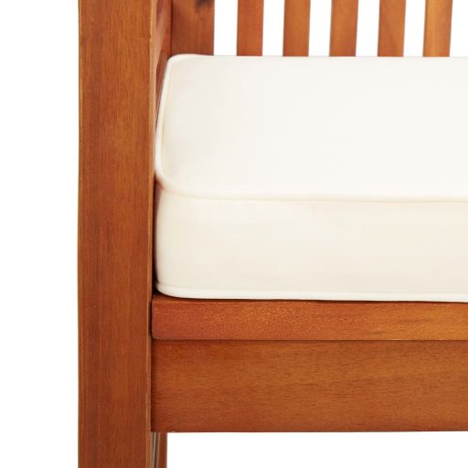 Kétszemélyes tömör akácfa kerti pad párnával 120 cm