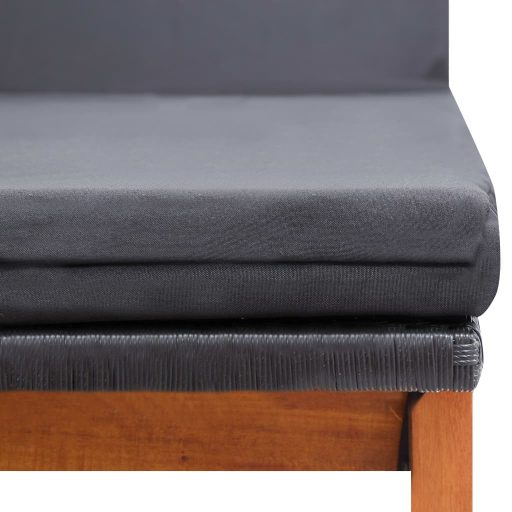 Polyrattan és tömör akácfa napozóágy párnával