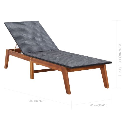 Polyrattan és tömör akácfa napozóágy párnával