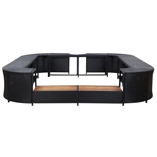 Fekete négyszög alakú polyrattan pezsgőfürdőkeret 268x268x55 cm