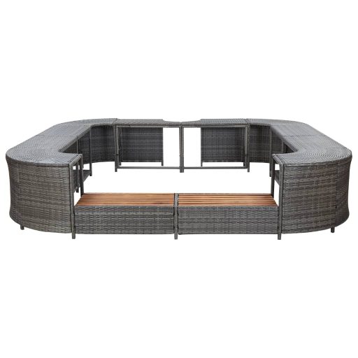 Szürke négyszög alakú polyrattan pezsgőfürdőkeret 268x268x55 cm
