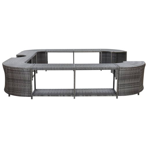 Szürke négyszög alakú polyrattan pezsgőfürdőkeret 268x268x55 cm
