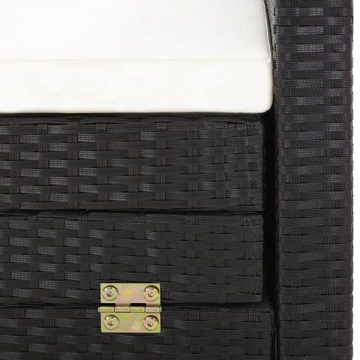 3-személyes fekete kinyitható műrattan kanapéágy tetővel