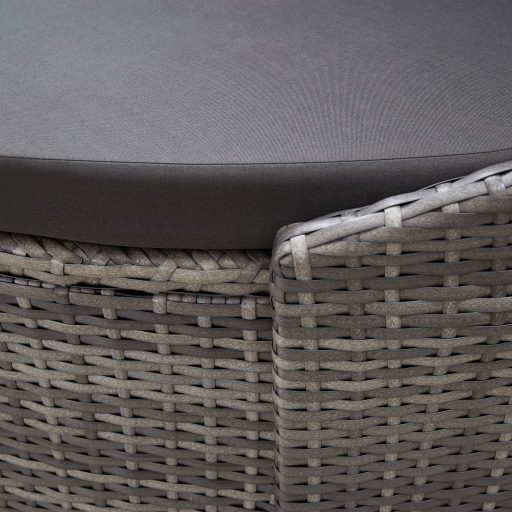Szürke polyrattan kültéri napozóágy napellenzővel